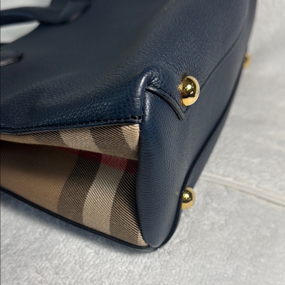 Burberry Navy Blue Leather Tote Bag - Picture 4 of 11